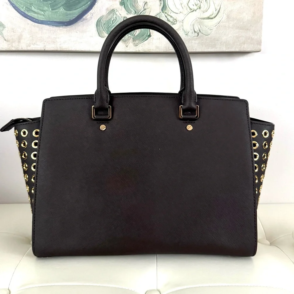 Michael Kors Selma Grommet Large Saffiano Leather Satchel